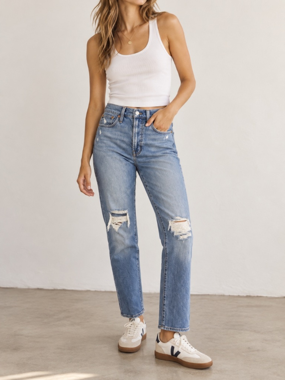 Madewell The Perfect Vintage Jean Rip Knee Women's Size 25